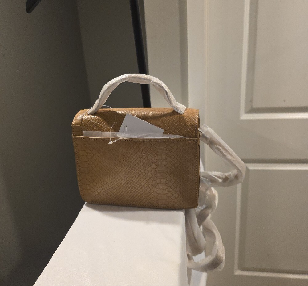 Rebecca Minkoff Tan Snakeskin-Embossed Mini Top-Handle Bag - Picture 10 of 11